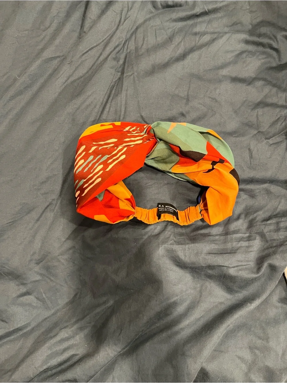 Zara Warm Tone Multicolor Abstract Turban Headband Headwrap Stretch Back